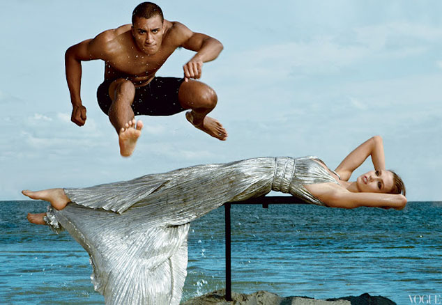 Ashton Eaton and Karlie Kloss by Annie Leibovitz for June 2012 US Vogue shton Eaton and Karlie Kloss by Annie Leibovitz for June 2012 US Vogue