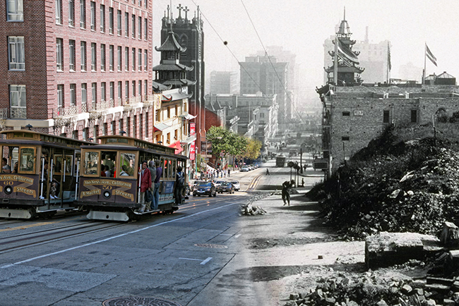 Old St. Marys Cathedral and California Street Old St. Marys Cathedral and California Street